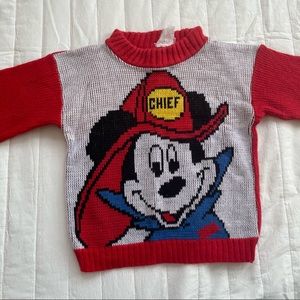 Kids vintage Mickey Mouse Chief Firefighter Sweater